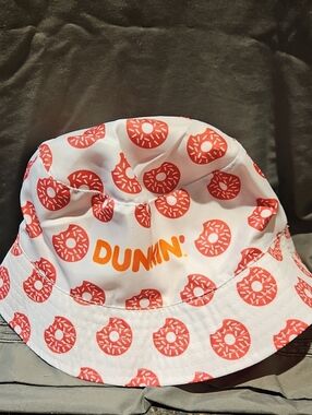 Kids White & Orange Dunkin Donut Print Bucket Hat